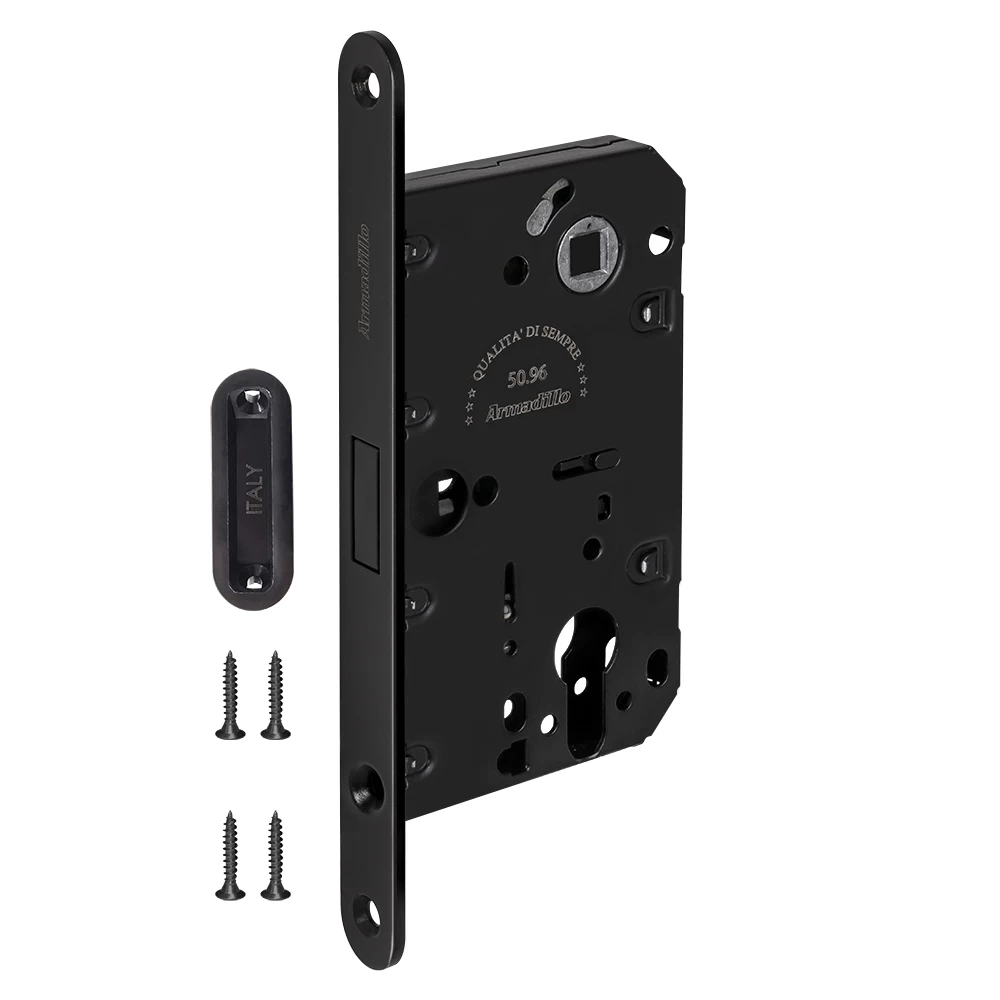 Фото Замок межкомнатный магнитный под цилиндр с ответной планкой GRAVITY G02.190.50.85 BL черный